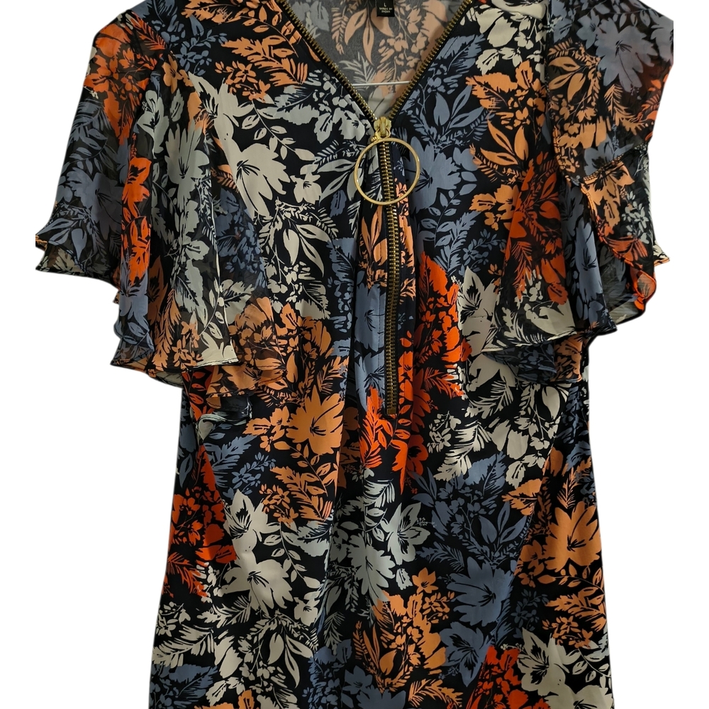 Floral Ruffle Sleeve Top